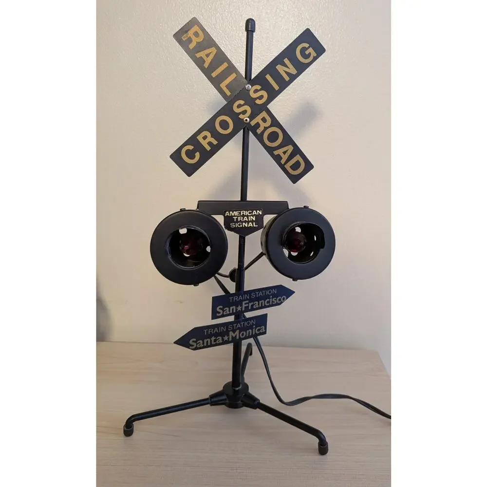 Vintage Train Railroad Crossing Signal Toy Flashing Red Lights Only